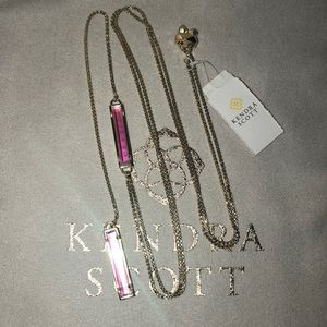 Lilly necklace gold with Dichroic Glass